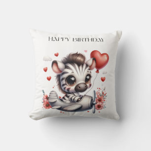 Zebra Pilot Birthday Cushion