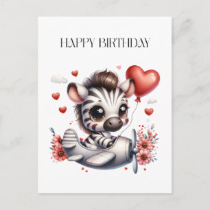 Zebra Pilot Birthday Invitation Postcard