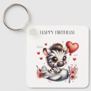 Zebra Pilot Birthday Key Ring