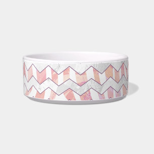 Zebra Pink and White Chevron Bowl