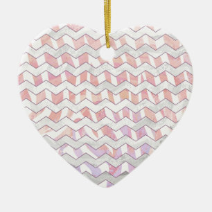 Zebra Pink and White Chevron Ceramic Ornament