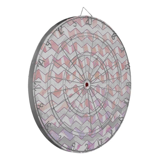 Zebra Pink and White Chevron Dartboard (Front Left)