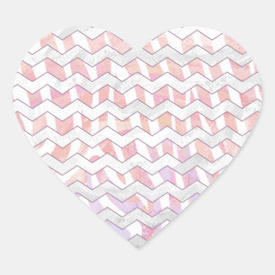 Zebra Pink and White Chevron Heart Sticker