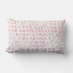 Zebra Pink and White Chevron Lumbar Cushion