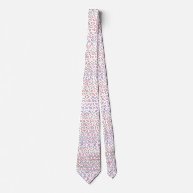 Zebra Pink and White Chevron Tie (Front)