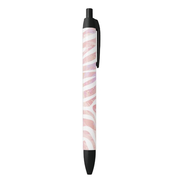 Zebra Pink and White Print Black Ink Pen (Bottom (Vertical))