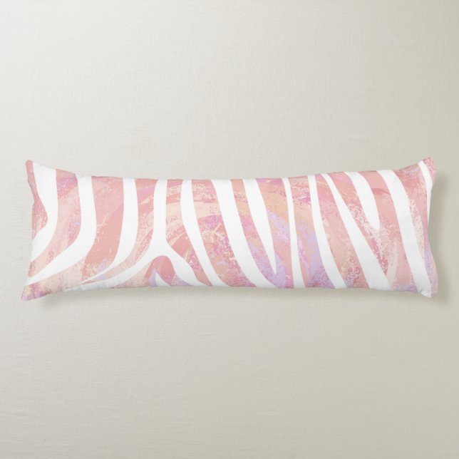 Zebra Pink and White Print Body Cushion (Front)