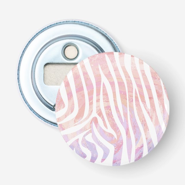 Zebra Pink and White Print Bottle Opener (Front)