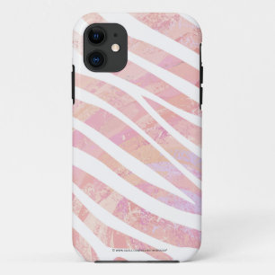 Zebra Pink and White Print iPhone 11 Case