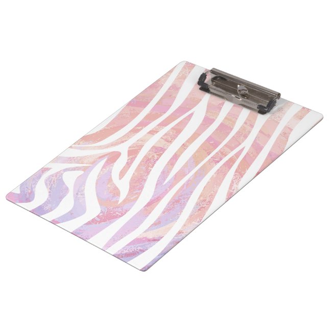 Zebra Pink and White Print Clipboard (Angled)