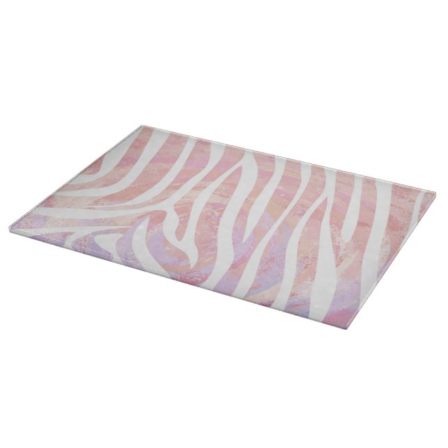 Zebra Pink and White Print Cutting Board (Corner)