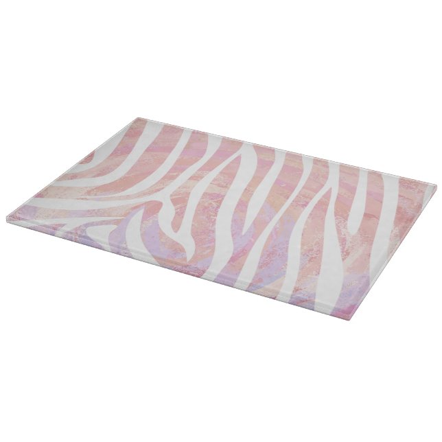 Zebra Pink and White Print Cutting Board (Corner)