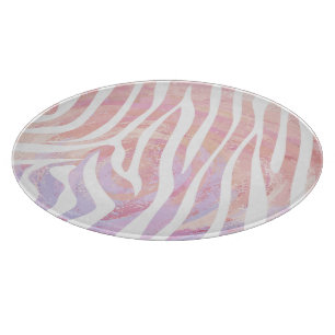 Zebra Pink and White Print Cutting Board