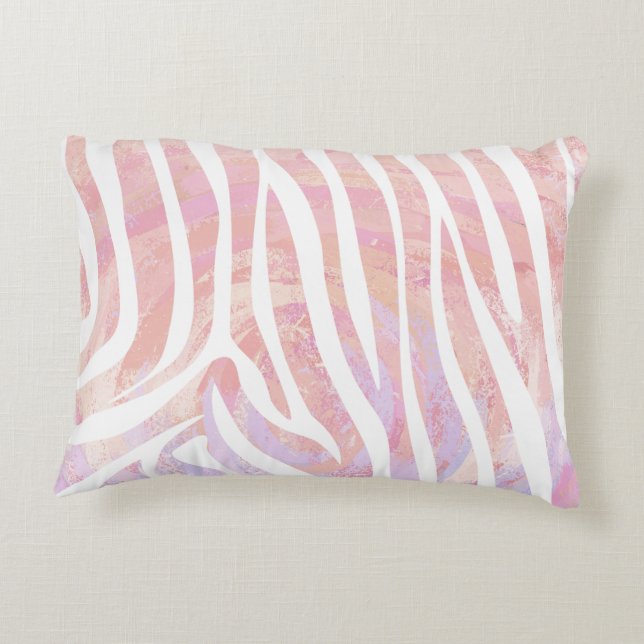 Zebra Pink and White Print Decorative Cushion (Back)