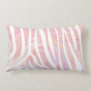 Zebra Pink and White Print Lumbar Cushion