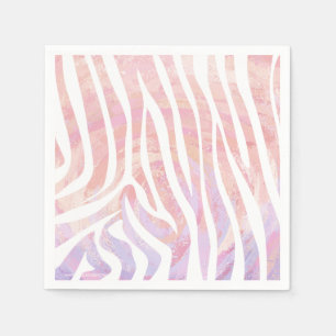 Zebra Pink and White Print Napkin