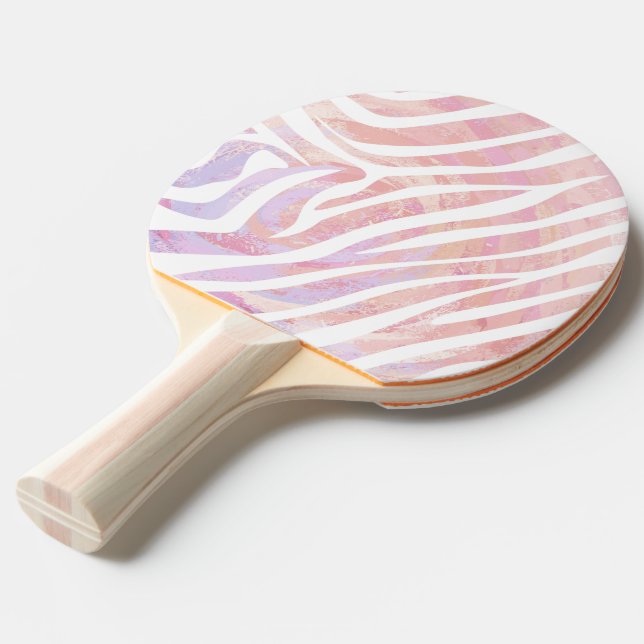 Zebra Pink and White Print Ping Pong Paddle (Back Angle)