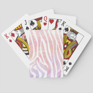 Zebra Pink and White Print Playing Cards