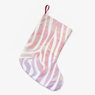 Zebra Pink and White Print Small Christmas Stocking