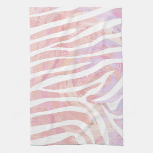 Zebra Pink and White Print Tea Towel