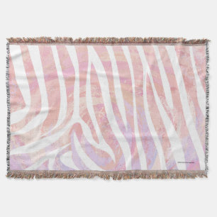 Zebra Pink and White Print Throw Blanket