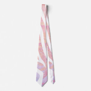 Zebra Pink and White Print Tie