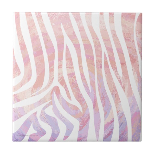 Zebra Pink and White Print Tile (Front)