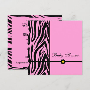 Zebra Pink Baby Shower Girl Invitation