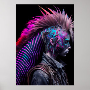 Zebra Pink Bird Mohawk - Weirdcore Rainbow Poster