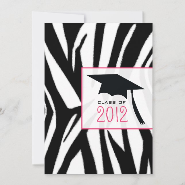 Zebra & Pink Class of 2012 Graduation Invitation (Front)