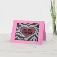 Zebra & Pink Happy Birthday card!
