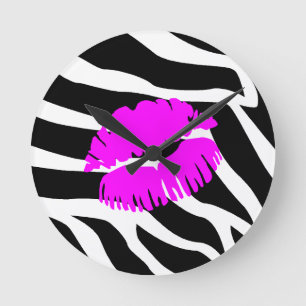 Zebra Pink Kiss Clock