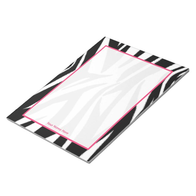 Zebra & Pink Personalised Notepad (Angled)