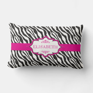 Zebra Pink Ribbon Lumbar Cushion