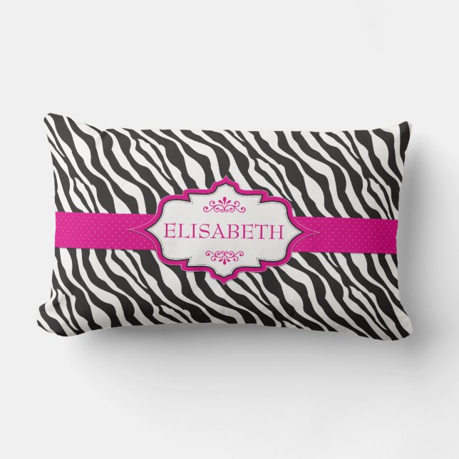 Zebra Pink Ribbon Lumbar Cushion (Front)
