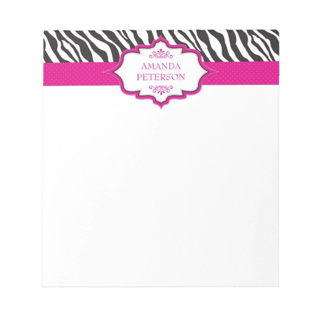 Zebra Pink Ribbon Notepad (Front)