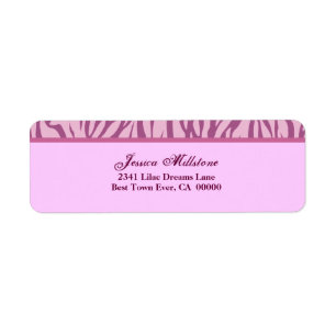 Zebra Pink Stripe Return Address Label