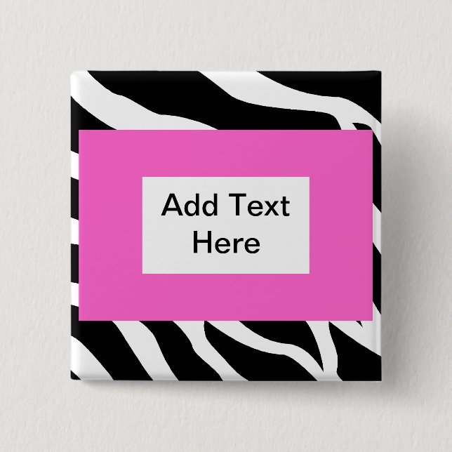 Zebra Pink White Template 15 Cm Square Badge (Front)