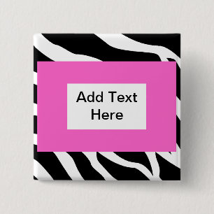 Zebra Pink White Template 15 Cm Square Badge