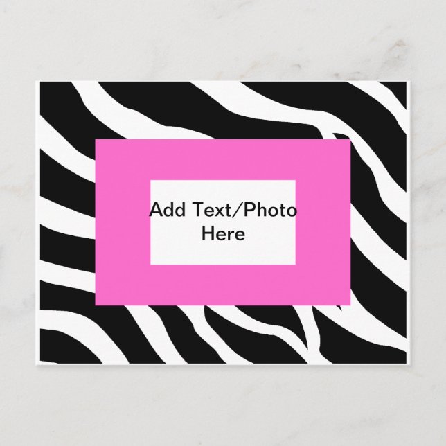Zebra Pink White Template Postcard (Front)