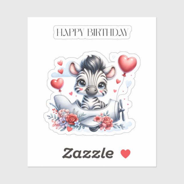 Zebra Plane Birthday (Sheet)