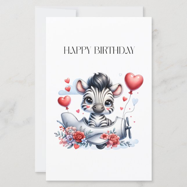 Zebra Plane Birthday (Front)