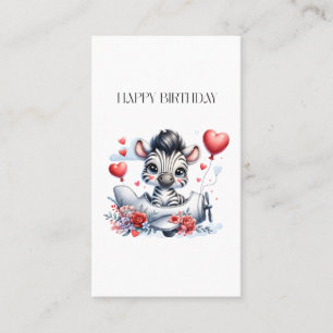 Zebra Plane Birthday Business Card