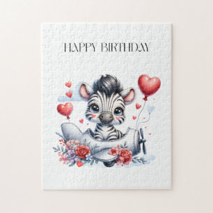 Zebra Plane Birthday Jigsaw Puzzle
