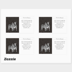 Zebra Play Bookplate Rectangular Sticker