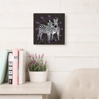 Zebra Play Square Wall Clock