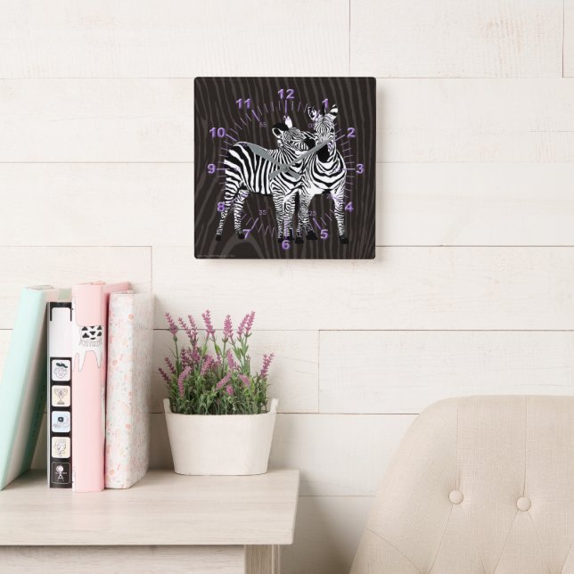 Zebra Play Square Wall Clock (Reading Room)
