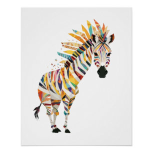 Zebra Playful Adorable Fun Animal Colourful Joyful Poster