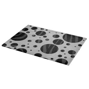 Zebra Polka Dot Black and Grey Print Cutting Board