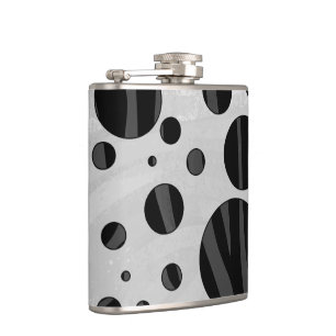 Zebra Polka Dot Black and Grey Print Hip Flask